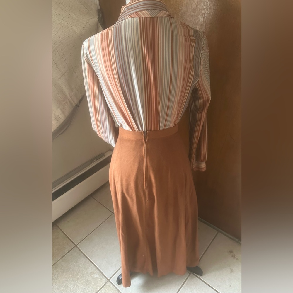 COUNTRY GIRL Skirt Blouse Set Womens Vintage 9-10 Ship’n Shore Rust Warm Brown - Picture 4 of 16